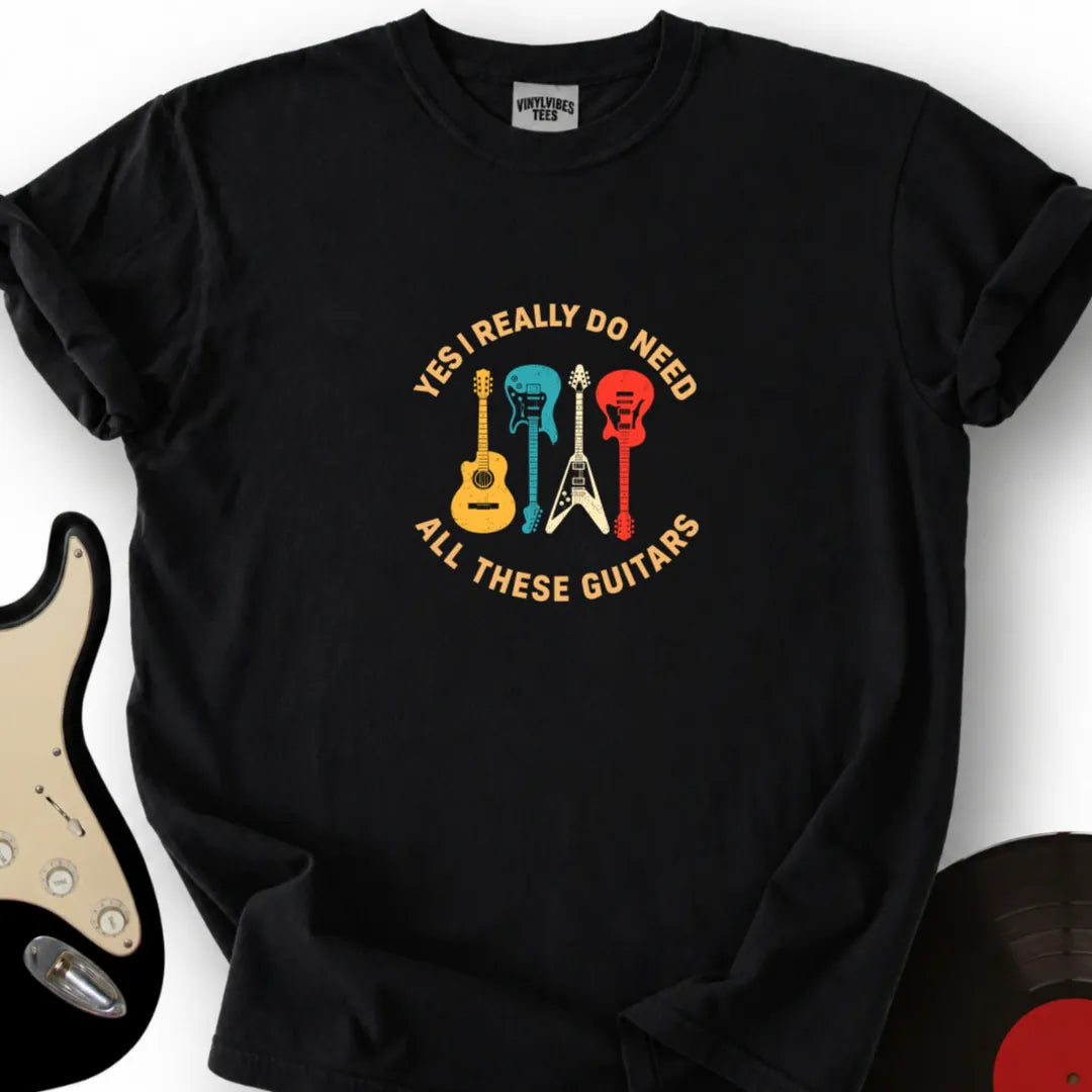 Printify T-Shirt S / Black Need These Guitars T-Shirt