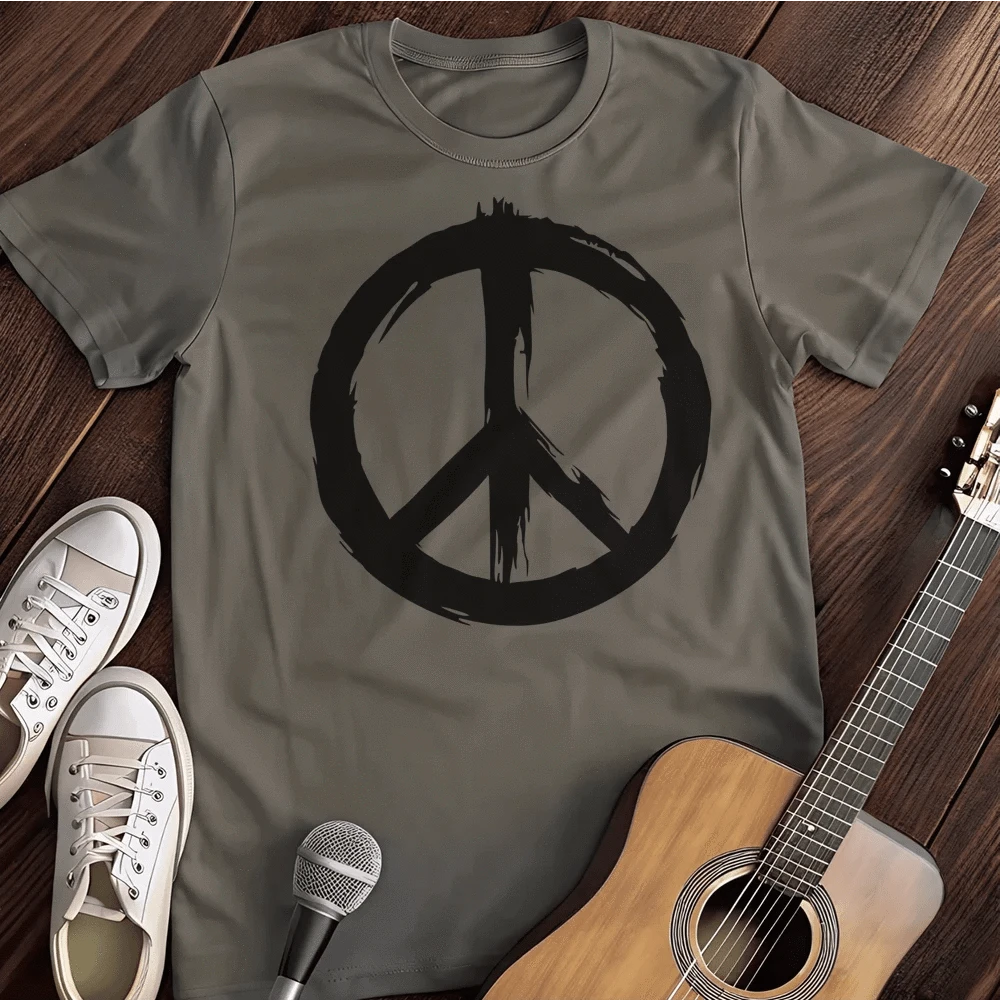 Printify T-Shirt S / Charcoal Peace Brushed T Shirt
