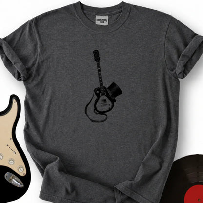Printify T-Shirt S / Dark Heather Guitar Top Hat T-Shirt