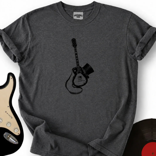Printify T-Shirt S / Dark Heather Guitar Top Hat T-Shirt