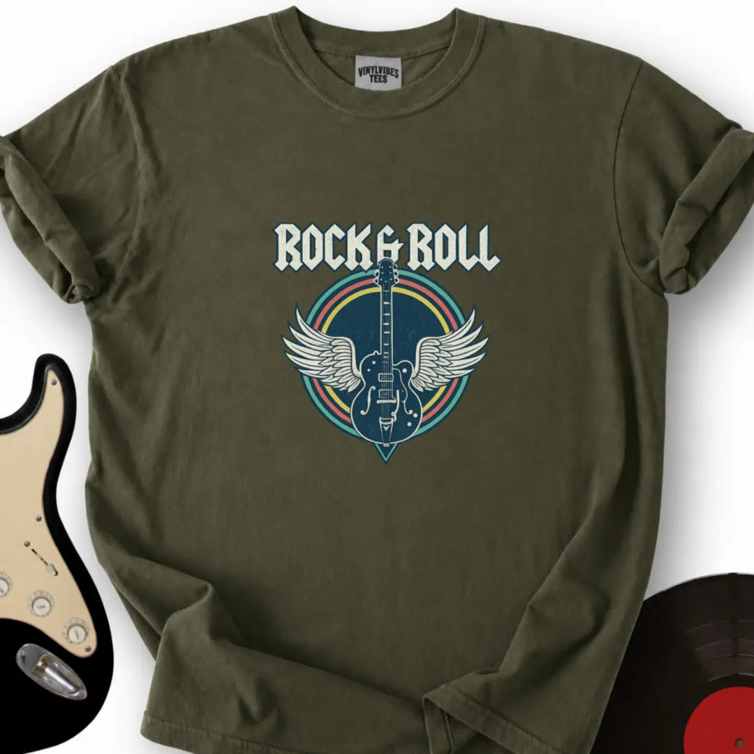 Printify T-Shirt S / Military Green Flight Of Rock T-Shirt
