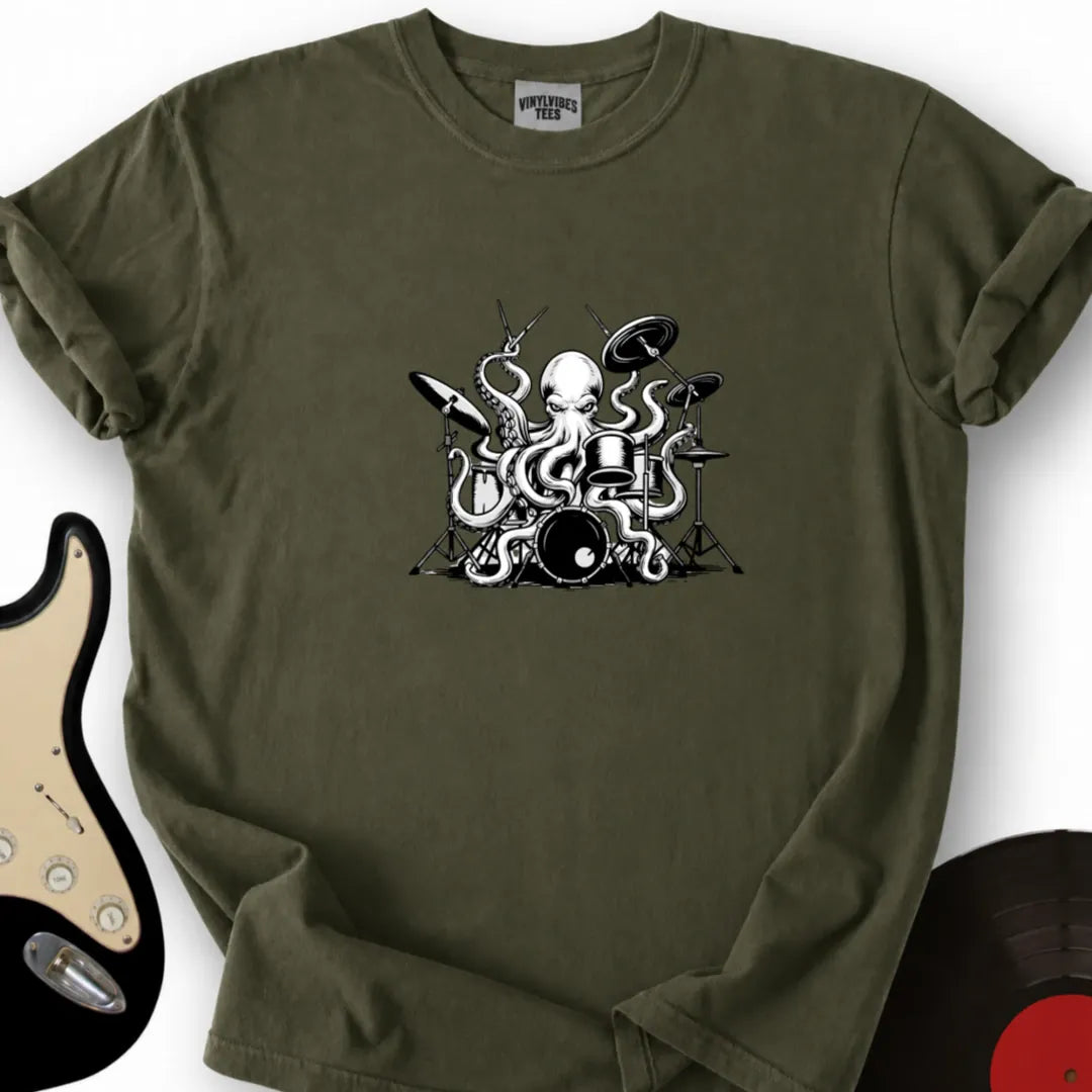 Printify T-Shirt S / Military Green Kraken The Beats T-Shirt