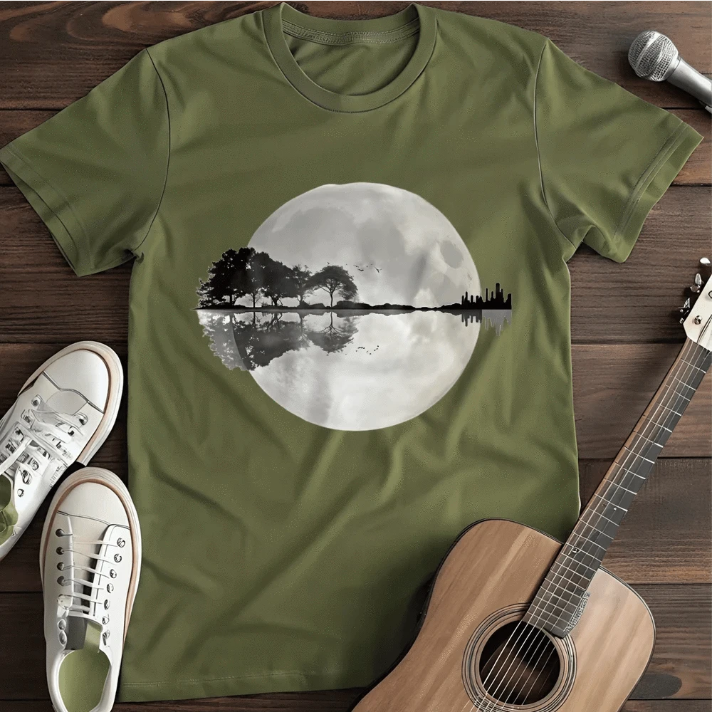Printify T-Shirt S / Military Green Moon Guitar T-Shirt