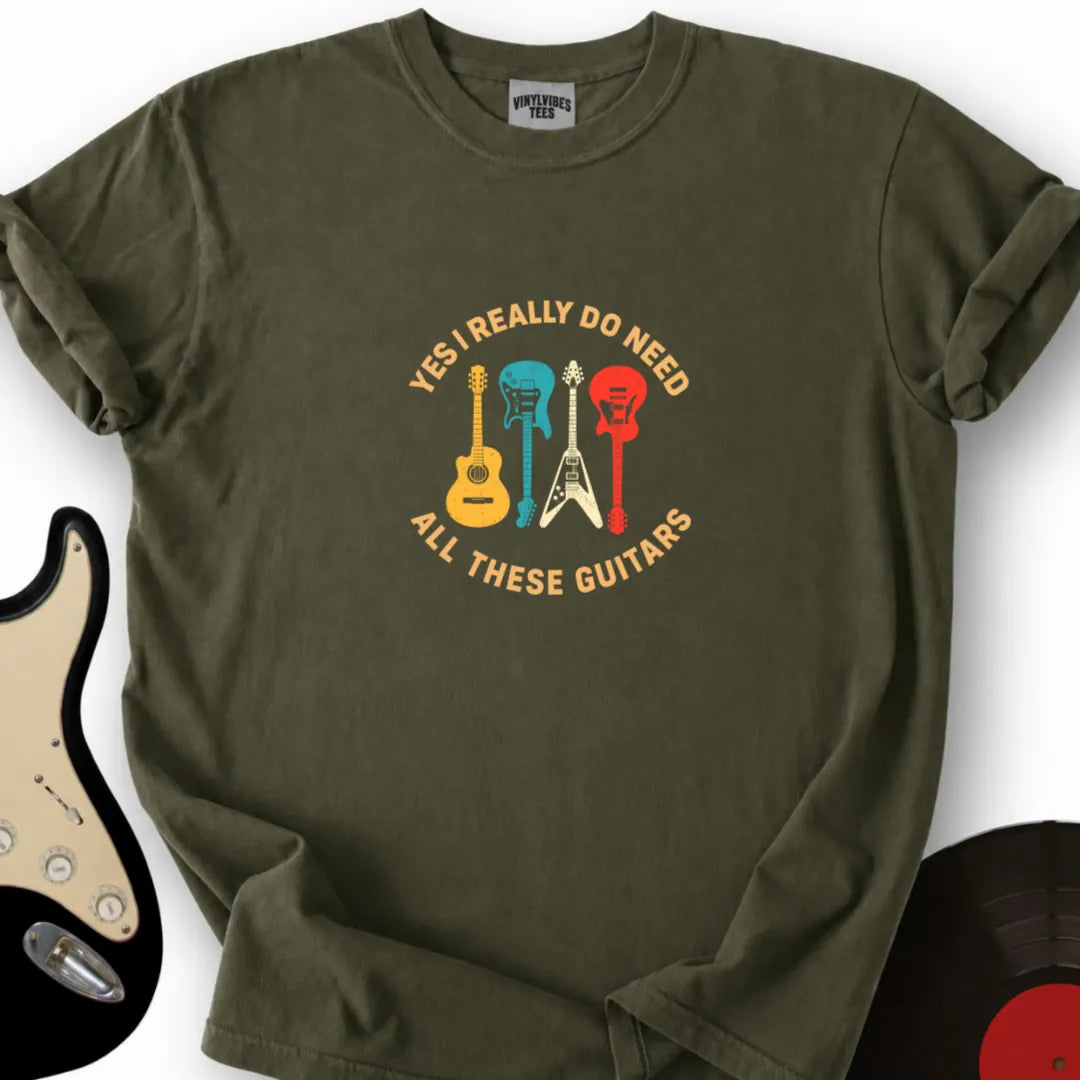 Printify T-Shirt S / Military Green Need These Guitars T-Shirt