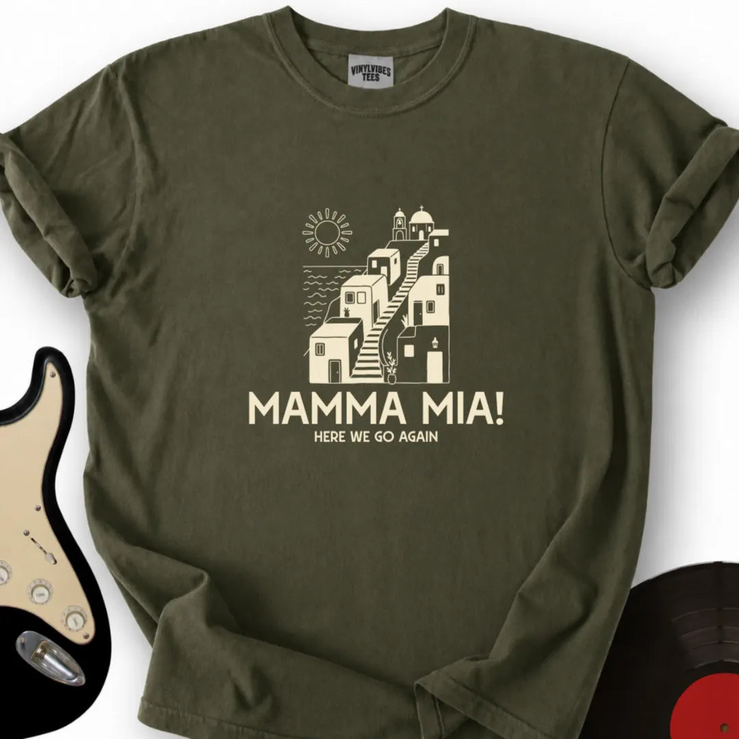 Printify T-Shirt S / Military Green Postcard Greece T-Shirt