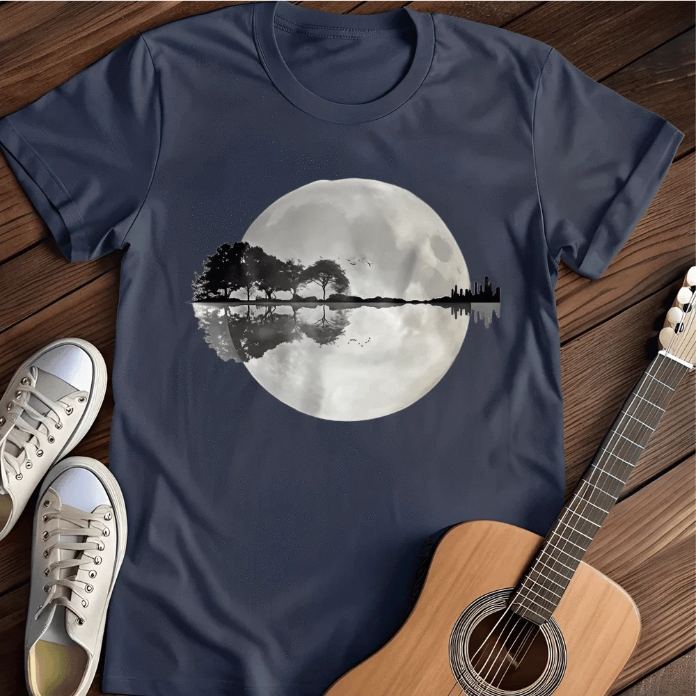 Printify T-Shirt S / Navy Moon Guitar T-Shirt