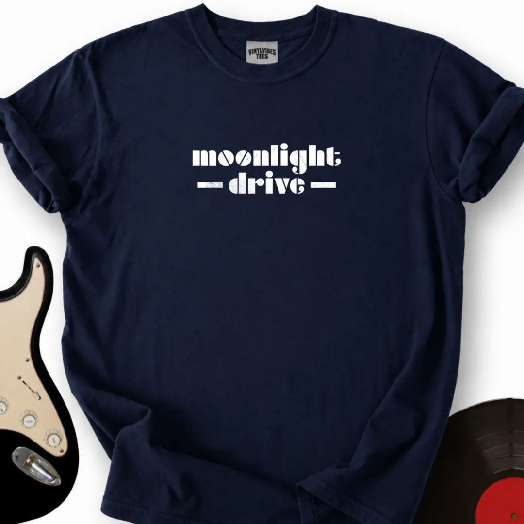 Printify T-Shirt S / Navy Moonlight Drive T-Shirt