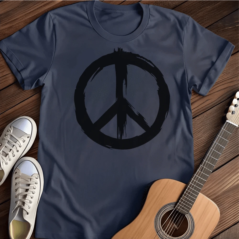 Printify T-Shirt S / Navy Peace Brushed T Shirt