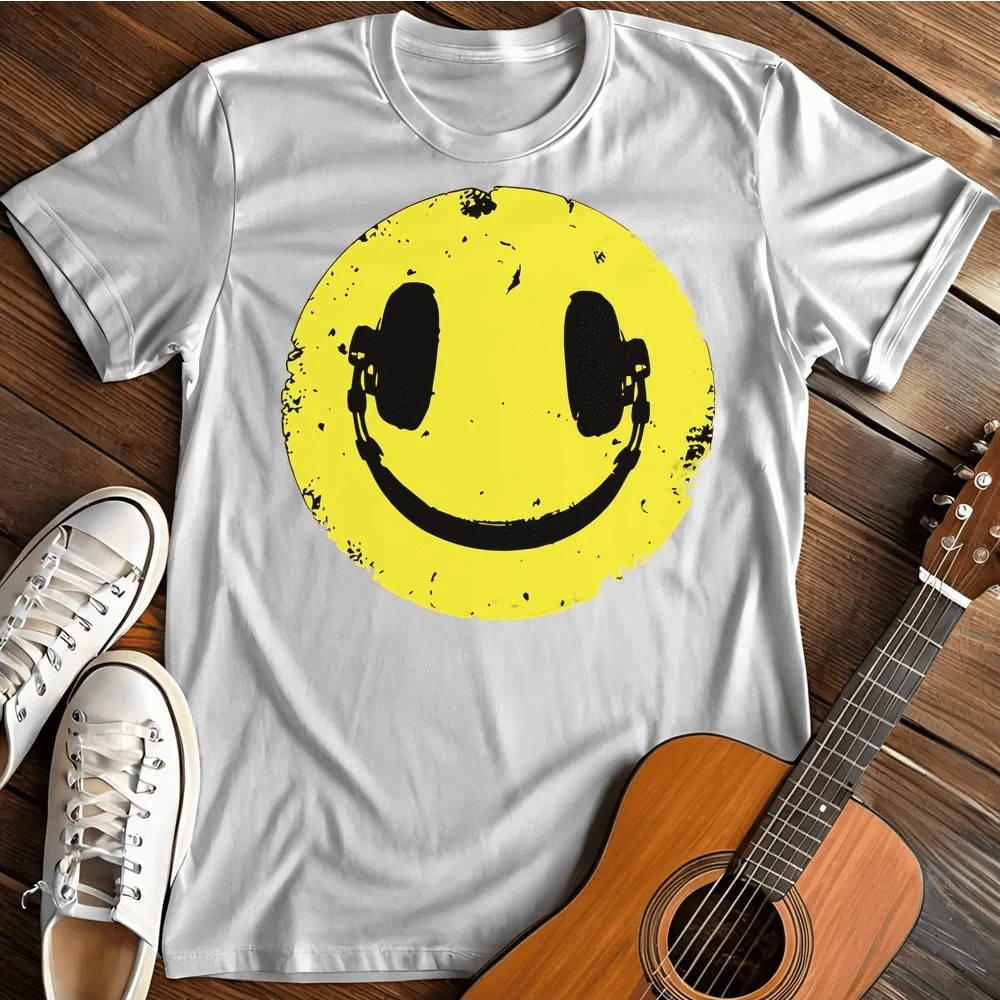 Printify T-Shirt S / White Headphone Smile T-Shirt