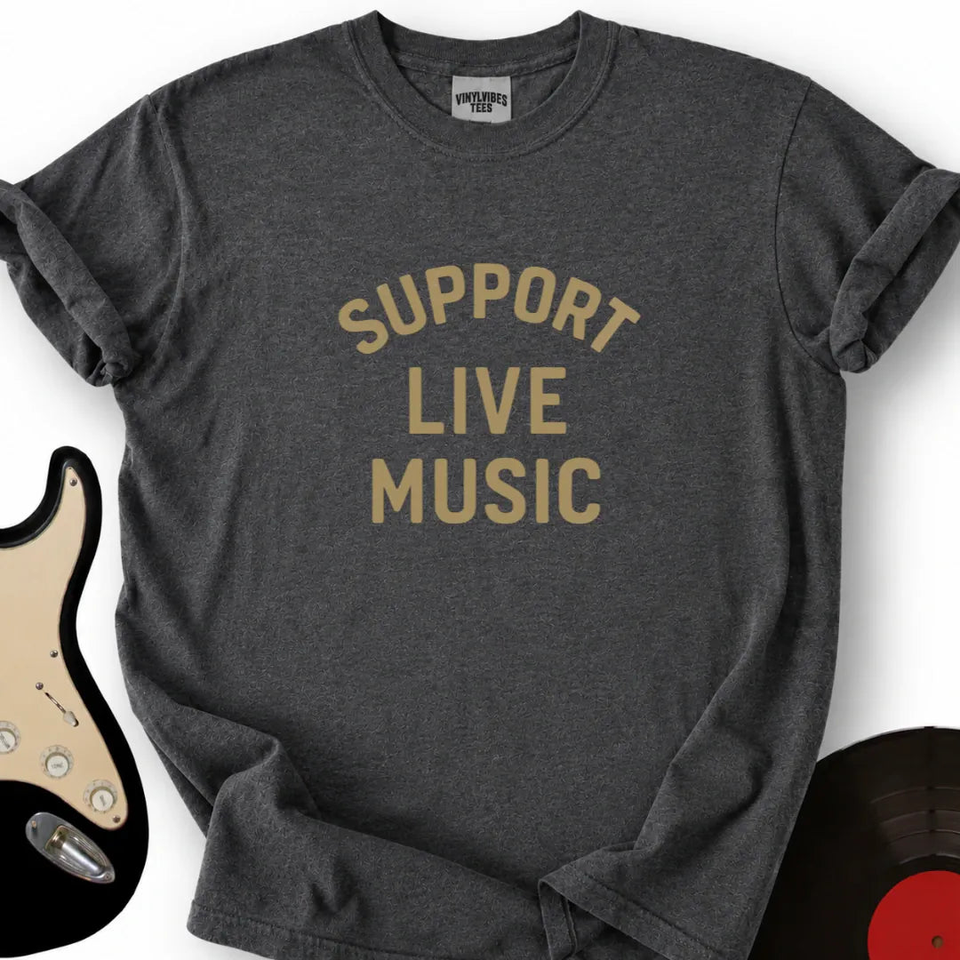 Printify T-Shirt Dark Heather / S Support Live Music T-Shirt