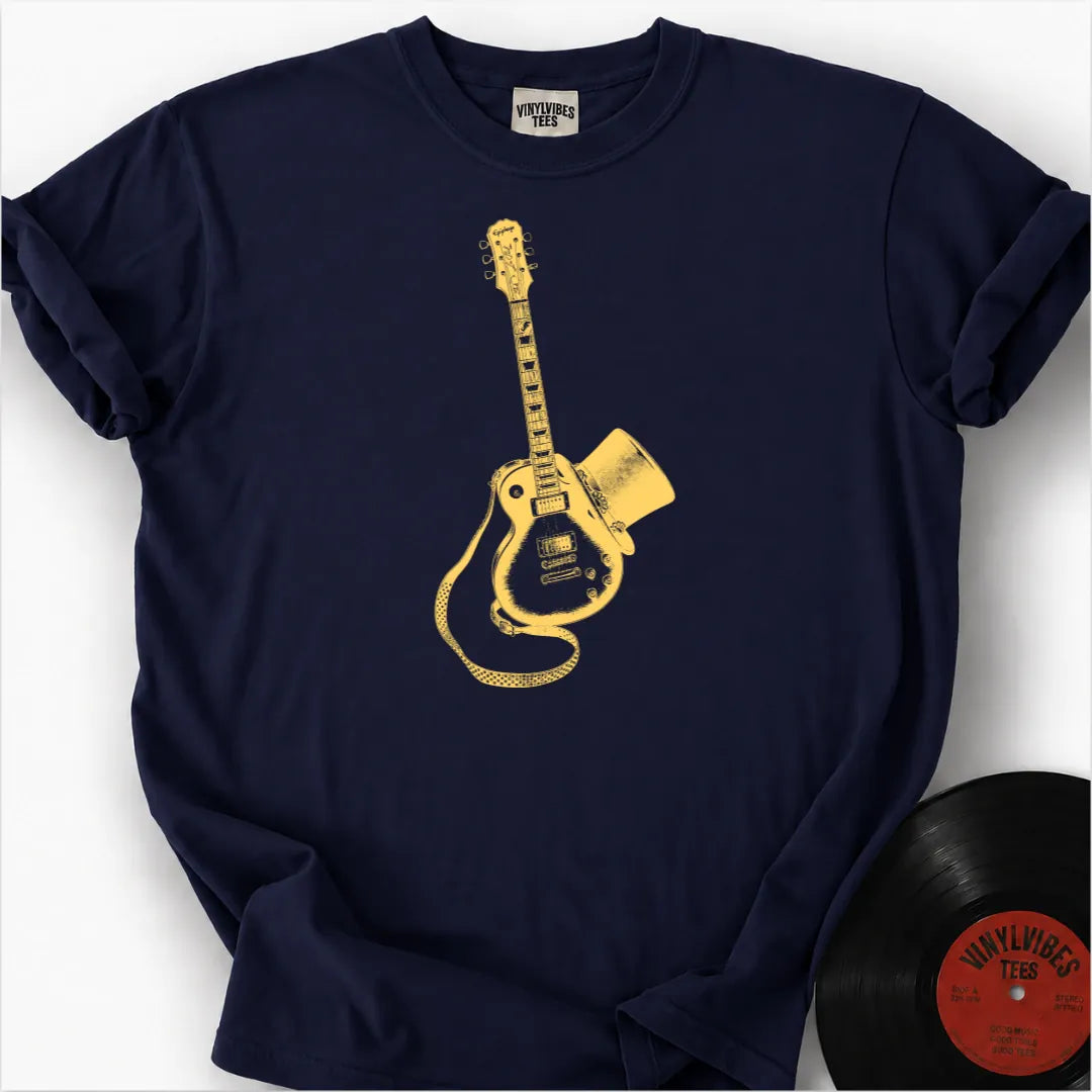 Printify T-Shirt True Navy / S Guitar Top Hat Premium T-Shirt