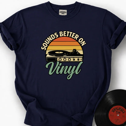 Printify T-Shirt True Navy / S Sounds Better On Vinyl Premium T-Shirt