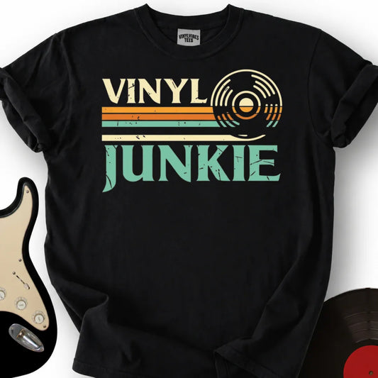 Printify T-Shirt Black / S Vinyl Junkie T-Shirt