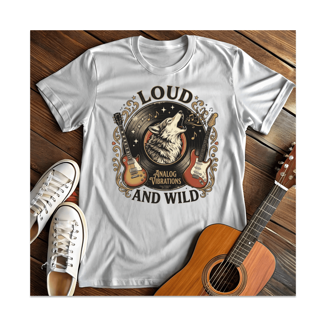 Printify T-Shirt White / S Analog Vibrations Wolf T-Shirt