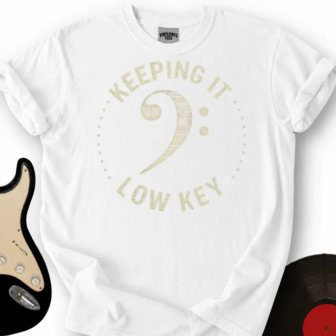 Printify T-Shirt White / S Bass Clef Low Key T-Shirt