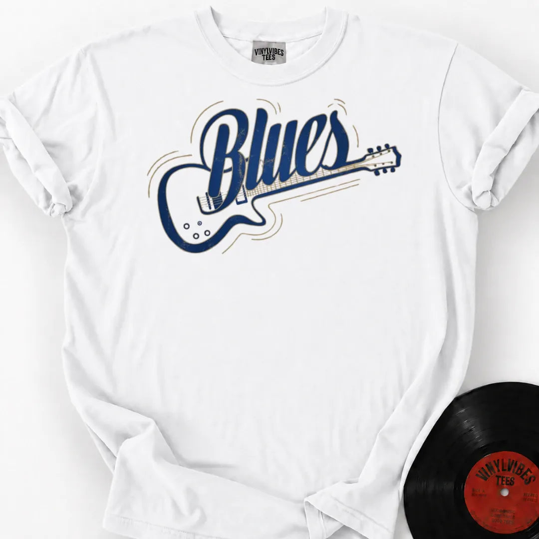 Printify T-Shirt White / S Blues Guitar Premium T-Shirt 2