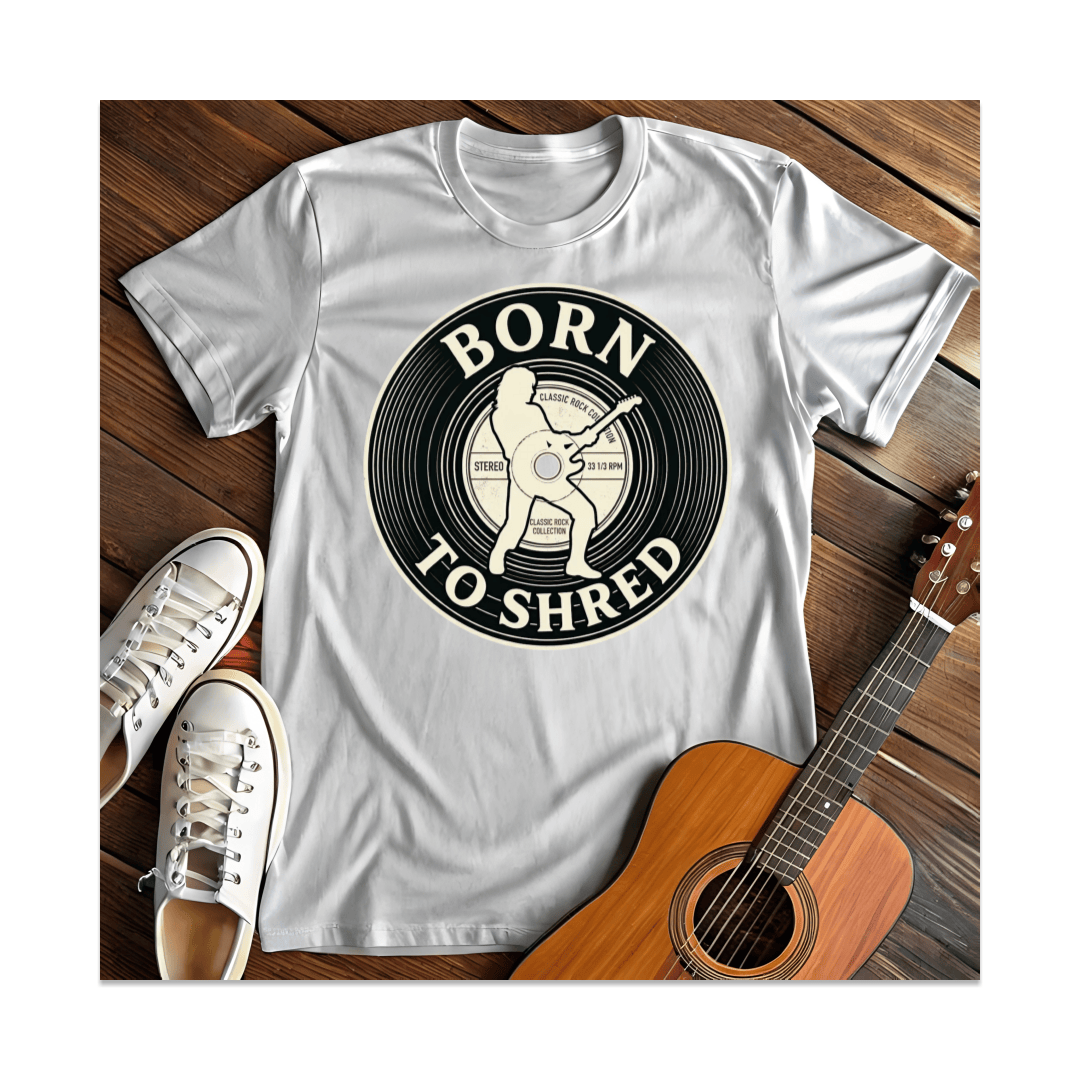 Printify T-Shirt White / S Born To Shred Guitarist Vinyl T-Shirt