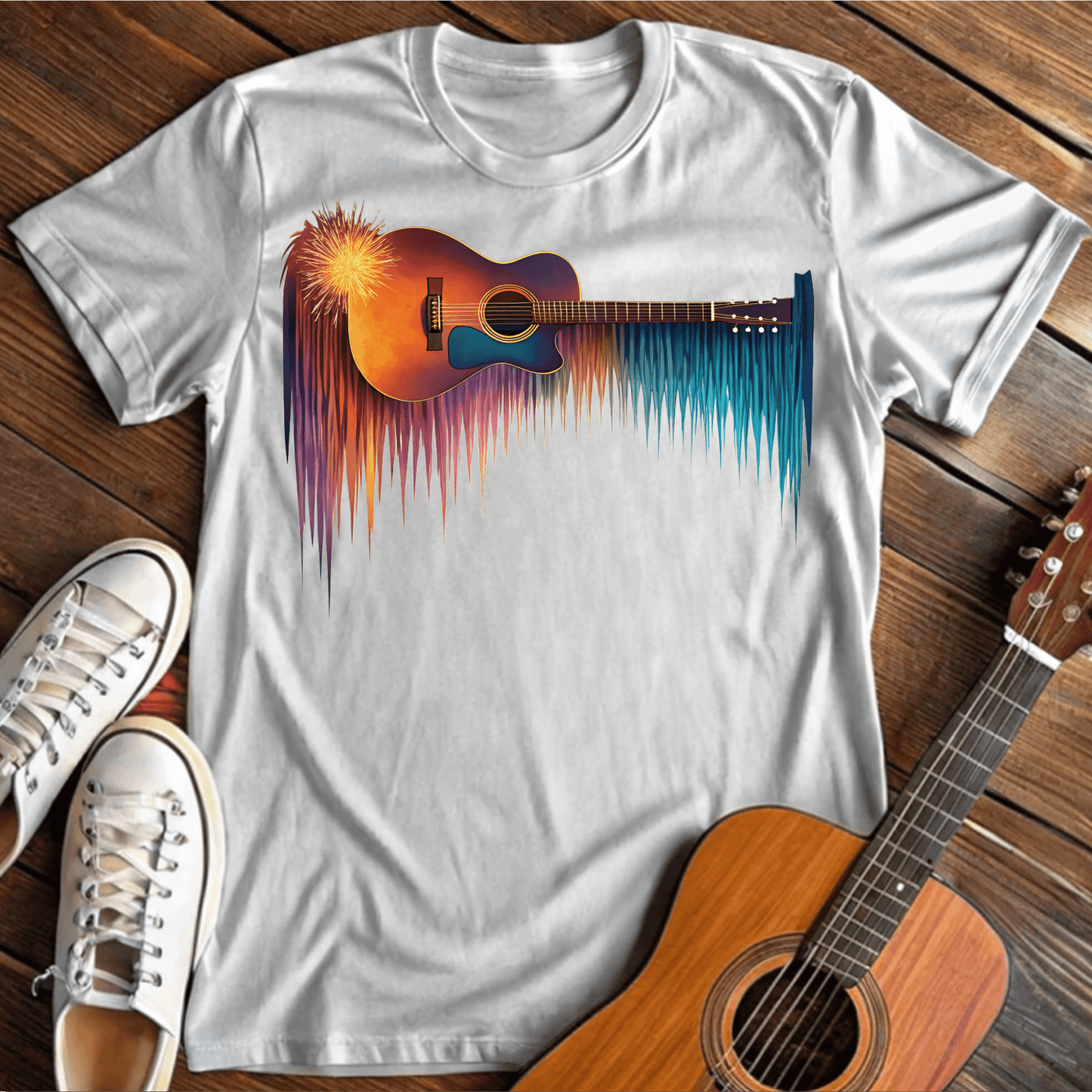 ⭐️⭐️⭐️⭐️⭐️ T-Shirt White / S Colorful guitar T-Shirt