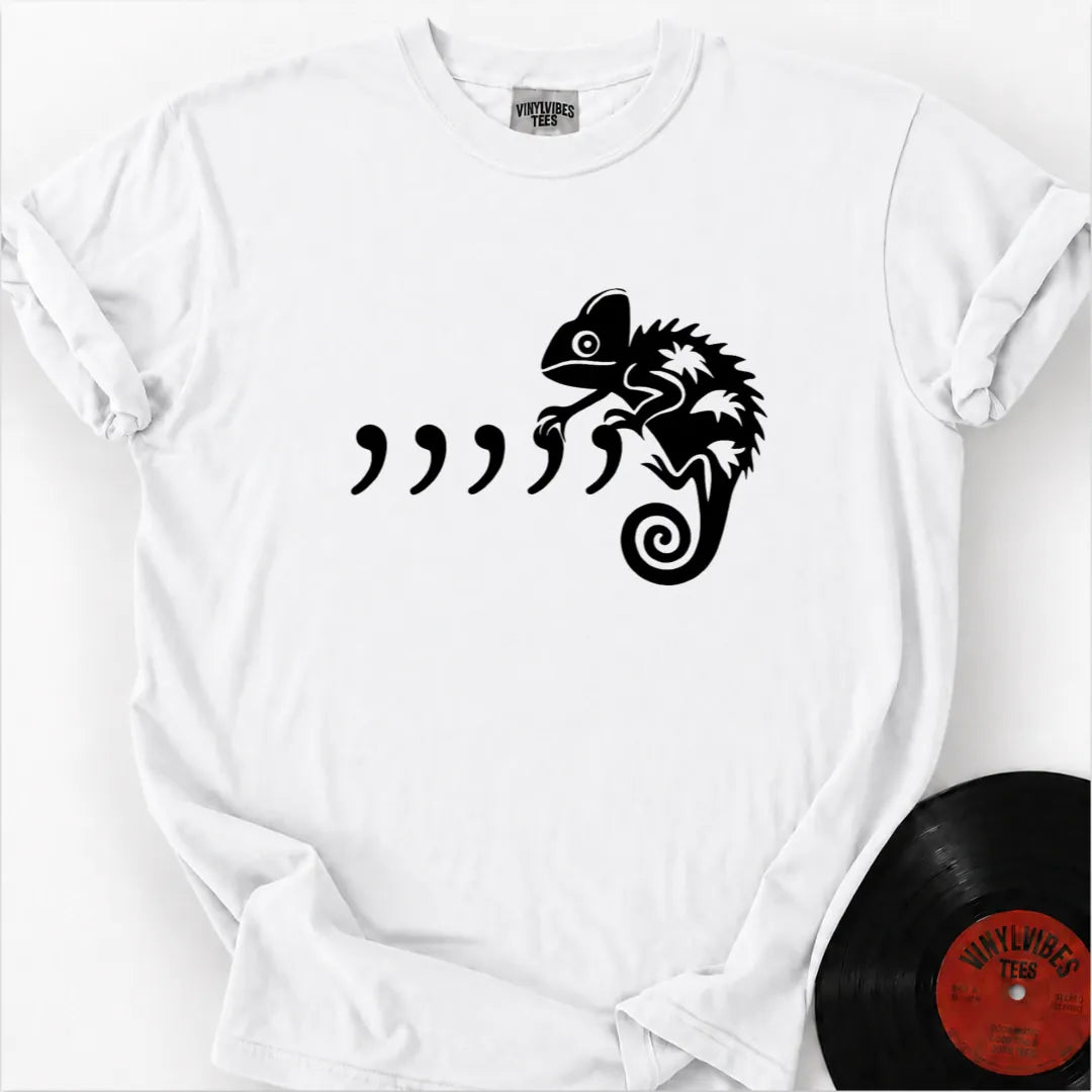 Printify T-Shirt White / S Comma Chameleon Premium T-Shirt