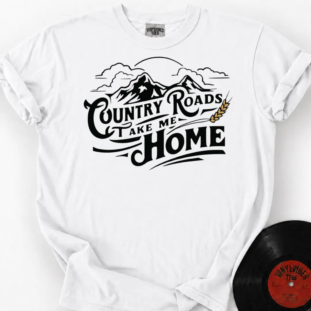 Printify T-Shirt White / S Country Roads Premium T-Shirt