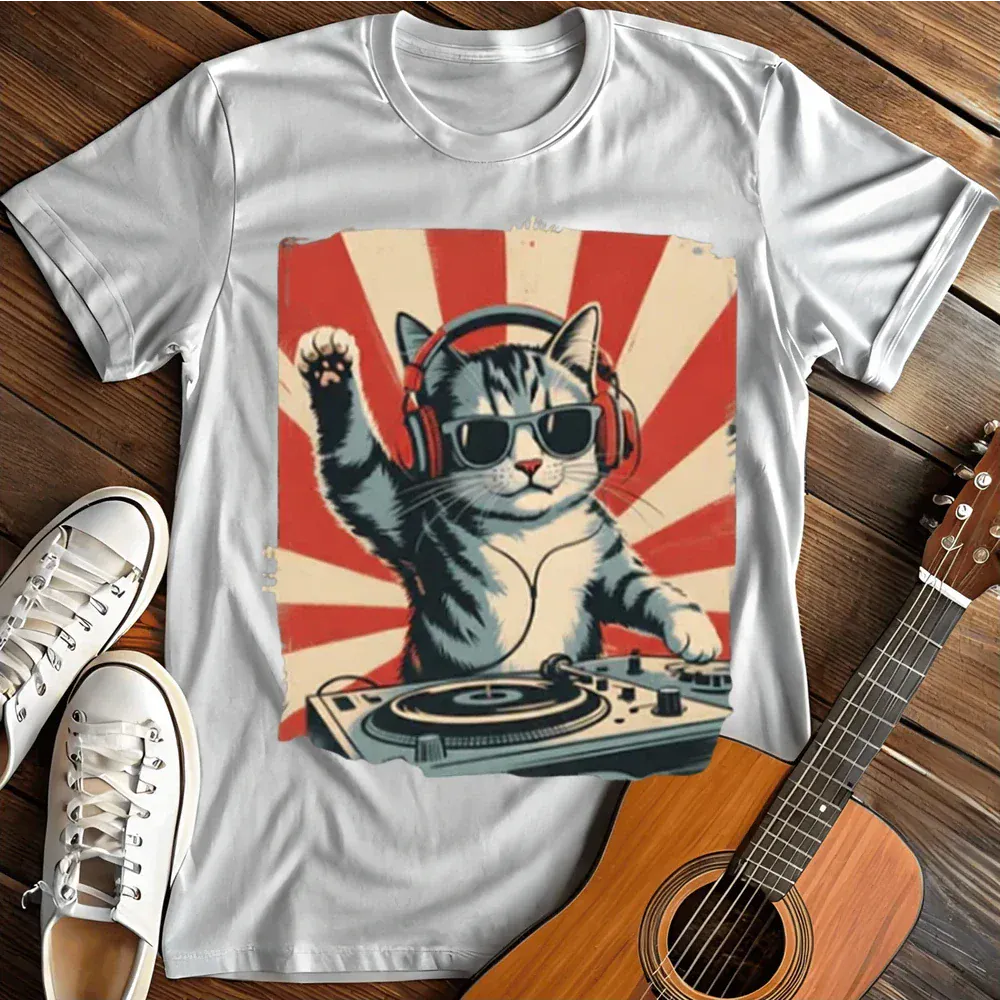 Printify T-Shirt White / S Dj Kitty Kat T Shirt