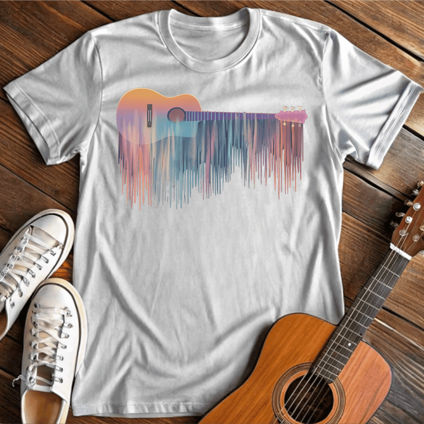 ⭐️⭐️⭐️⭐️⭐️ T-Shirt White / S Dripping Colors Guitar T-Shirt