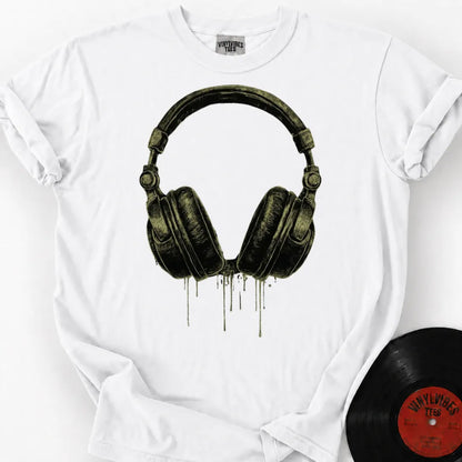 Printify T-Shirt White / S Dripping Headphones Premium T-Shirt