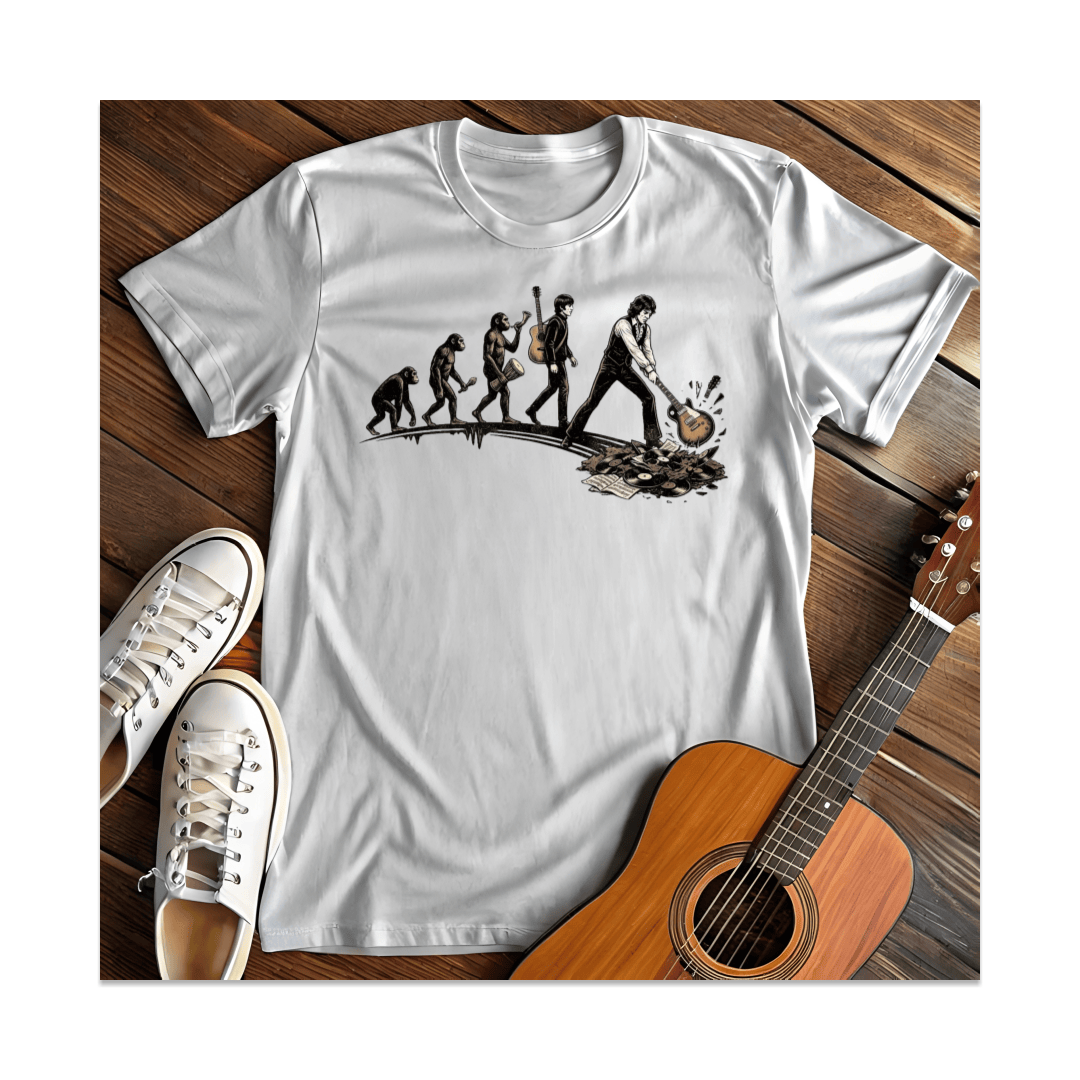 Printify T-Shirt White / S Evolution of Rock Guitar Smash T-Shirt