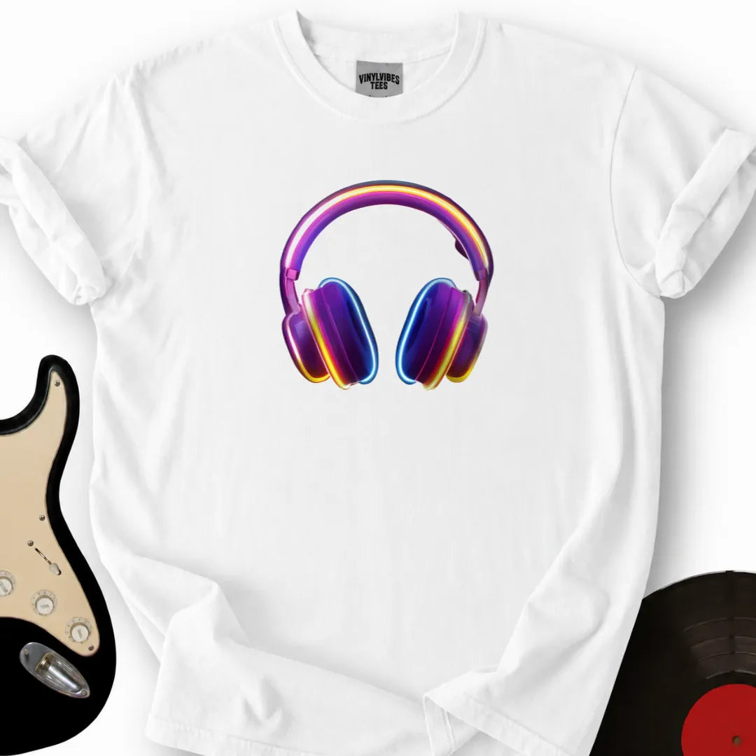 Printify T-Shirt White / S Glowing Headphones T-Shirt