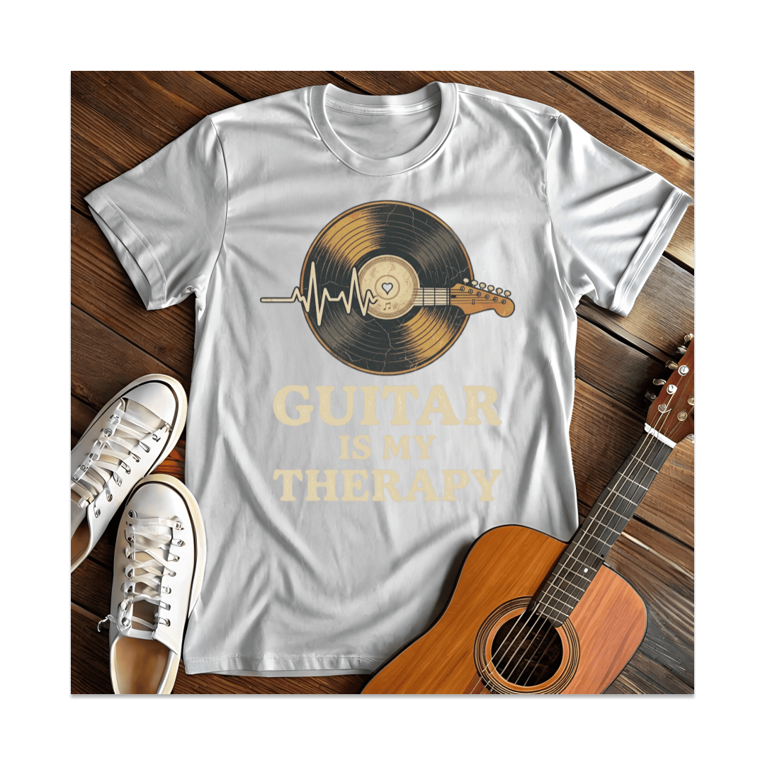 Printify T-Shirt White / S Guitar Is My Therapy Vinyl T-Shirt