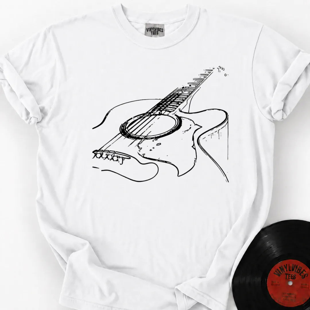 Printify T-Shirt White / S Guitar Silhouette Premium T-Shirt