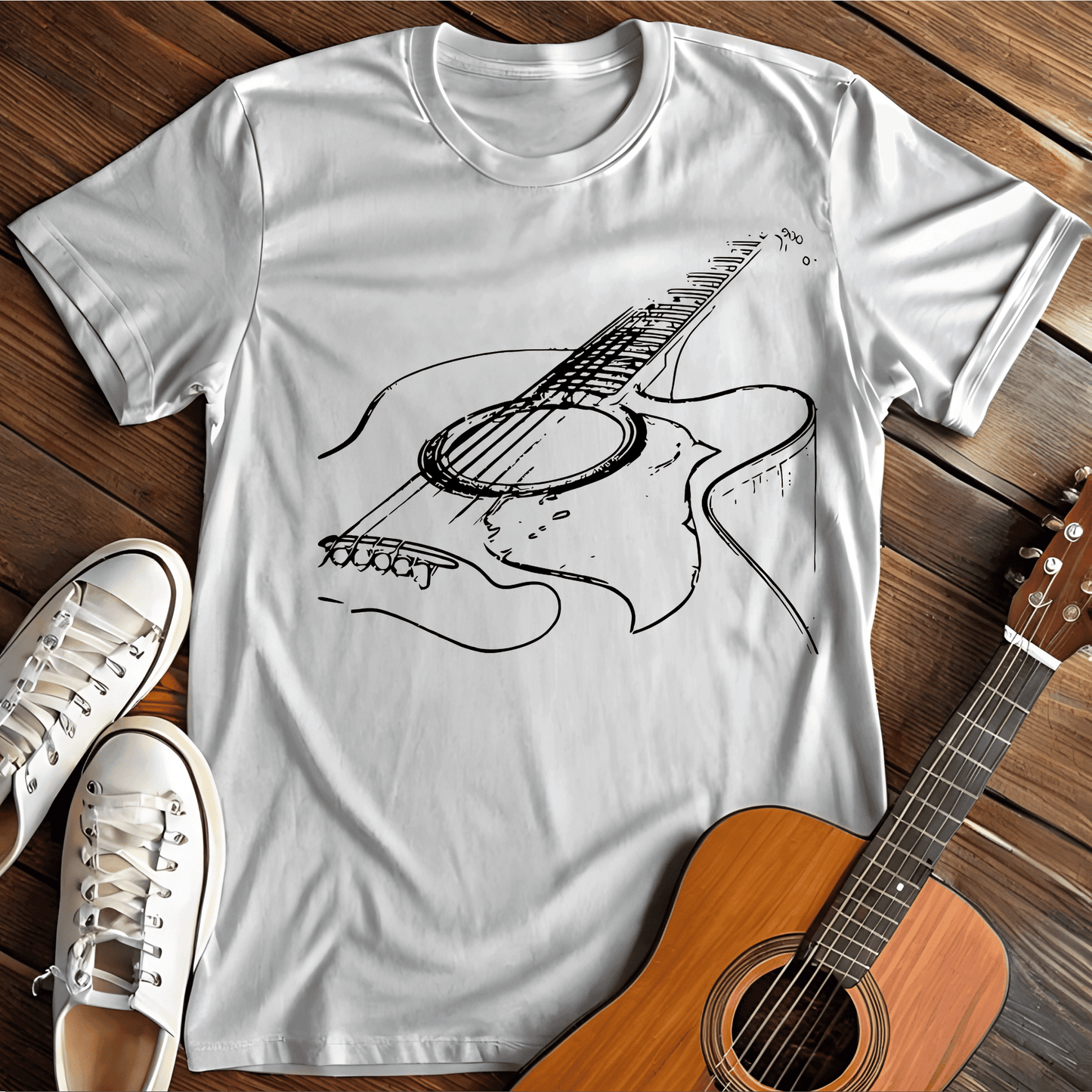 Printify T-Shirt White / S Guitar Silhouette Tee