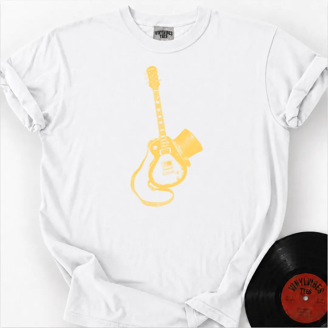 Printify T-Shirt White / S Guitar Top Hat Premium T-Shirt