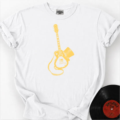 Printify T-Shirt White / S Guitar Top Hat Premium T-Shirt