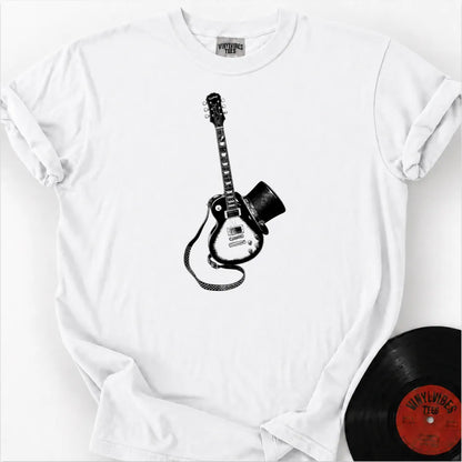Printify T-Shirt White / S Guitar Top Hat Premium T-Shirt