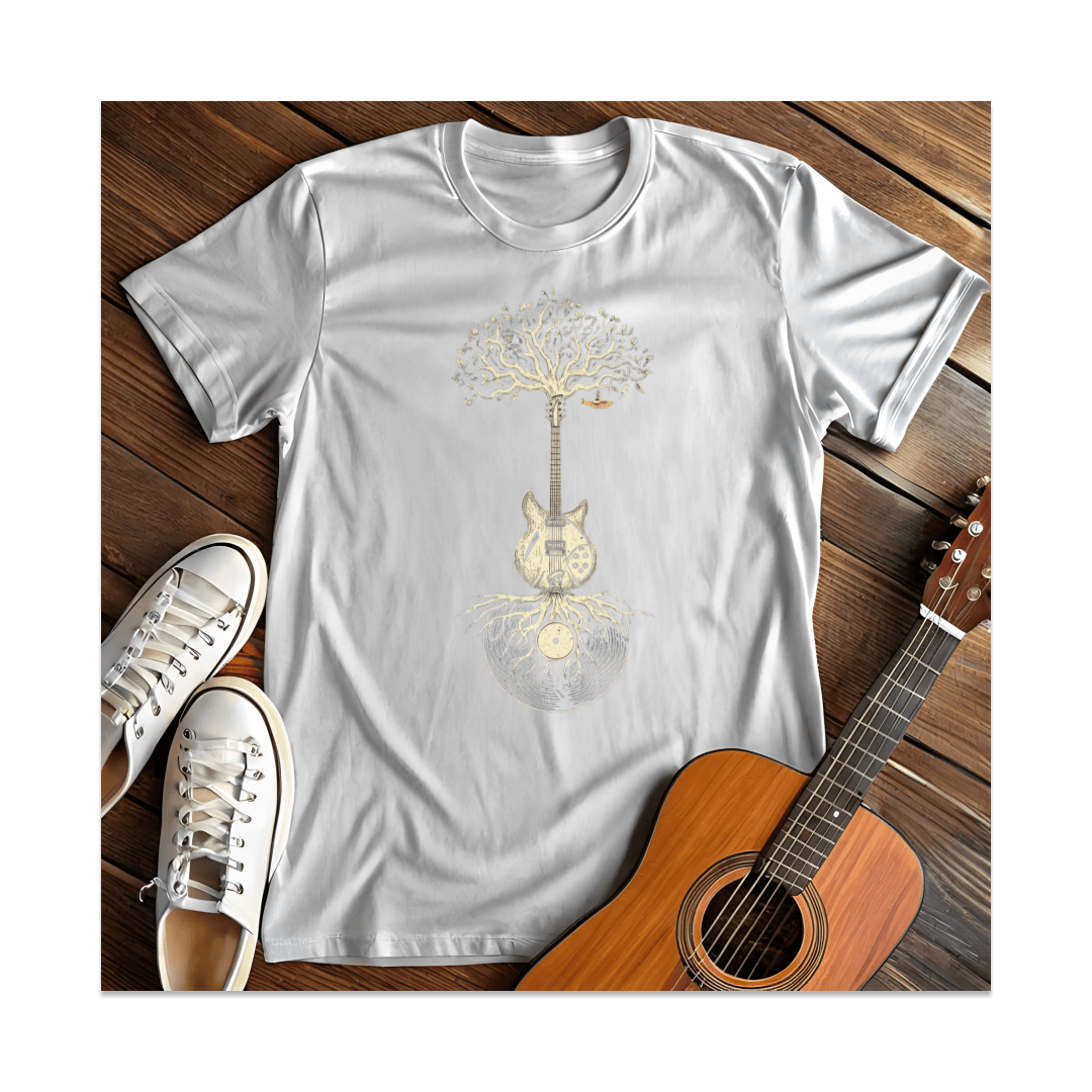 Printify T-Shirt White / S Guitar Tree Of Life Vinyl T-Shirt (1)