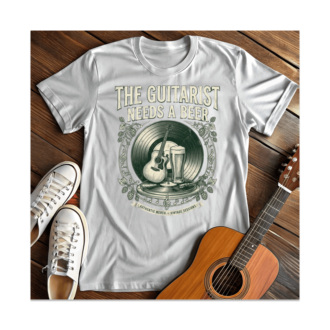 Printify T-Shirt White / S Guitarist Needs A Beer T-Shirt