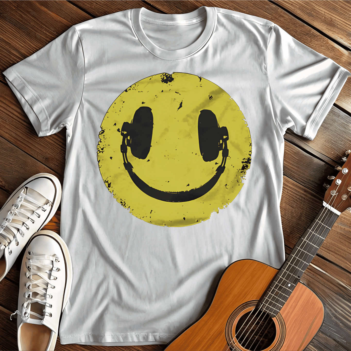 Printify T-Shirt White / S Headphone Smile Tee