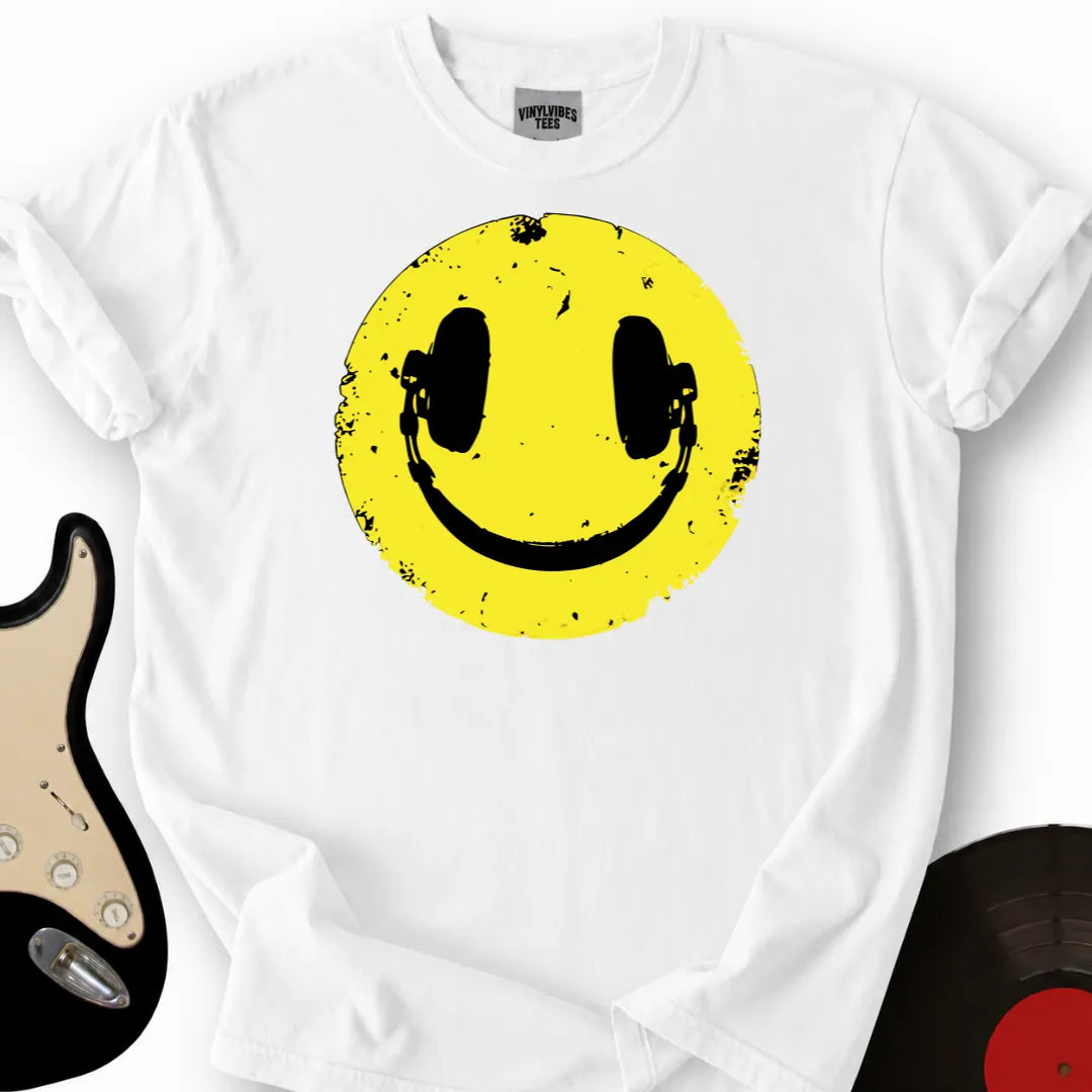 Printify T-Shirt White / S Headphone Smiley T-Shirt