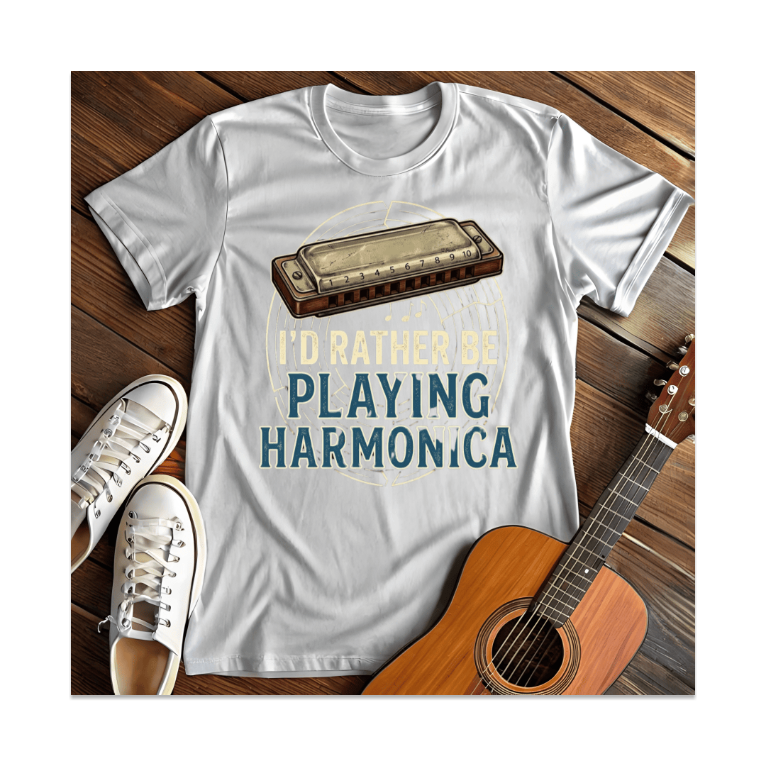 Printify T-Shirt White / S I'd Rather Be Playing Harmonica T-Shirt