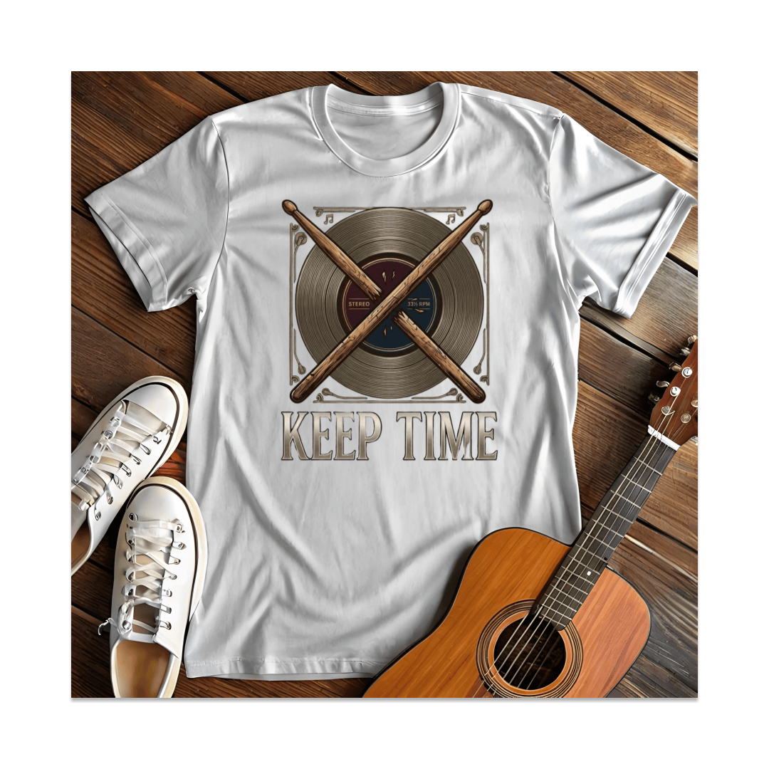 Printify T-Shirt White / S Keep Time Broken Drumsticks T-Shirt