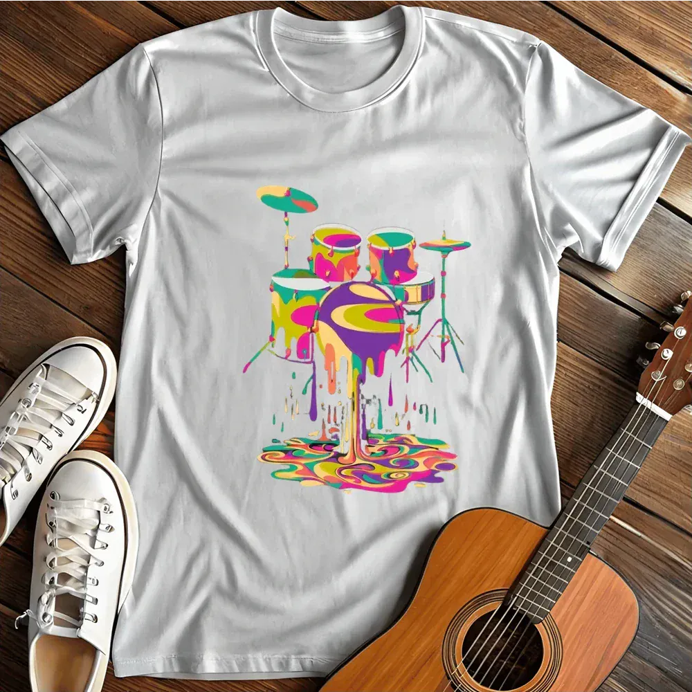 Printify T-Shirt White / S Melting Drums T Shirt