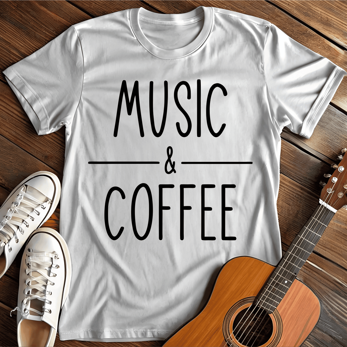 Printify T-Shirt White / S Music and Coffee (2) Tee