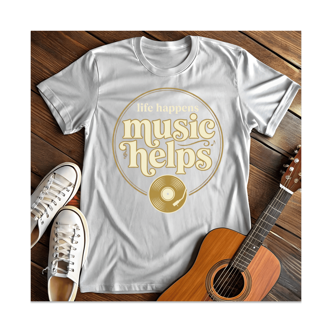 Printify T-Shirt White / S Music Helps T-Shirt