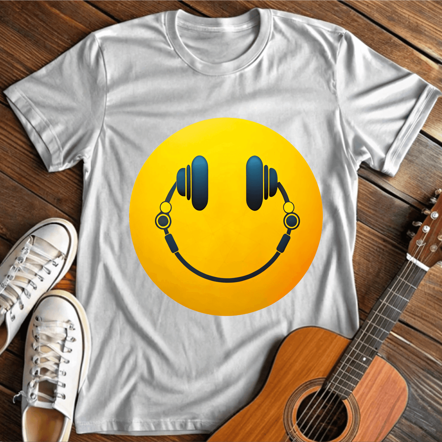 ⭐️⭐️⭐️⭐️⭐️(12) T-Shirt White / S Music Smiley T-Shirt