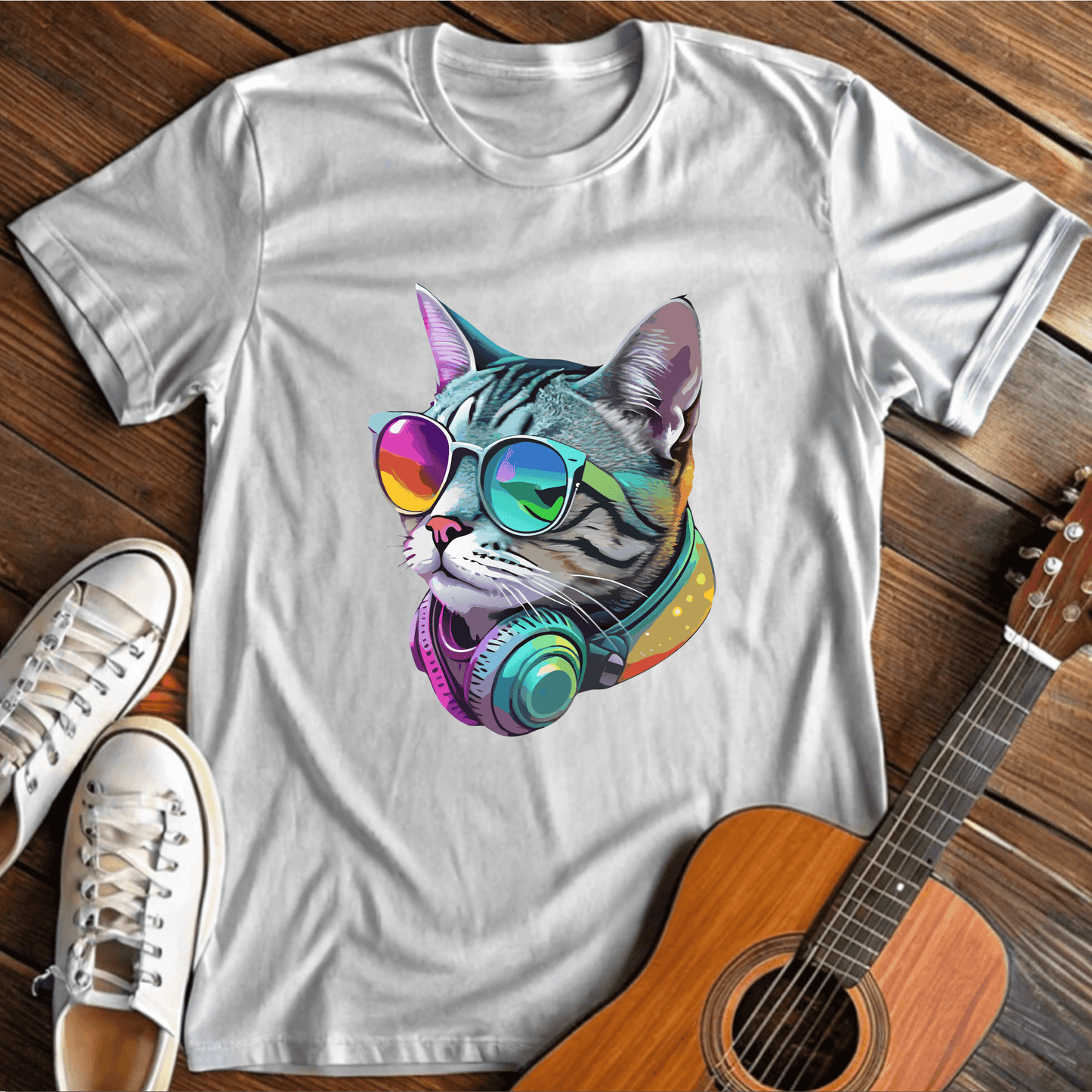 ⭐️⭐️⭐️⭐️⭐️ T-Shirt White / S Musical Cat T-Shirt