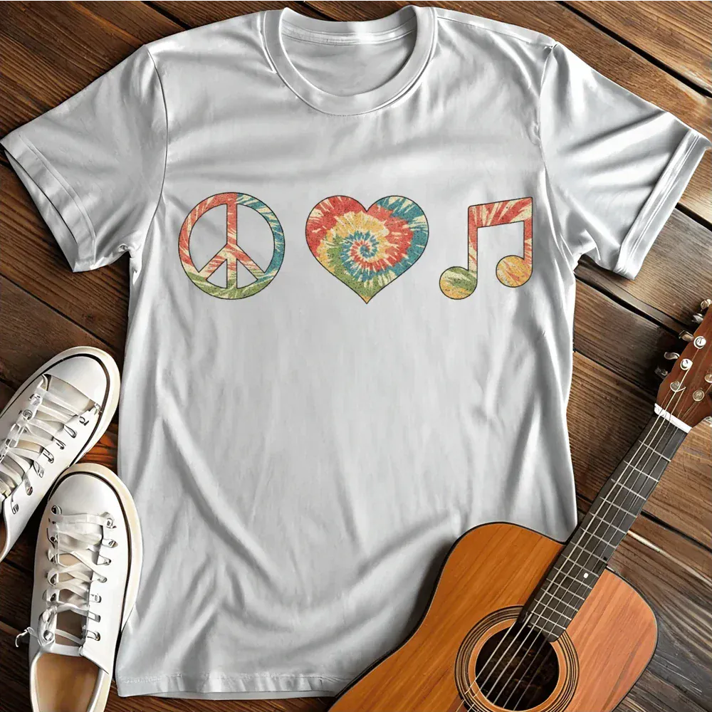 Printify T-Shirt White / S Peace Love And Music T Shirt