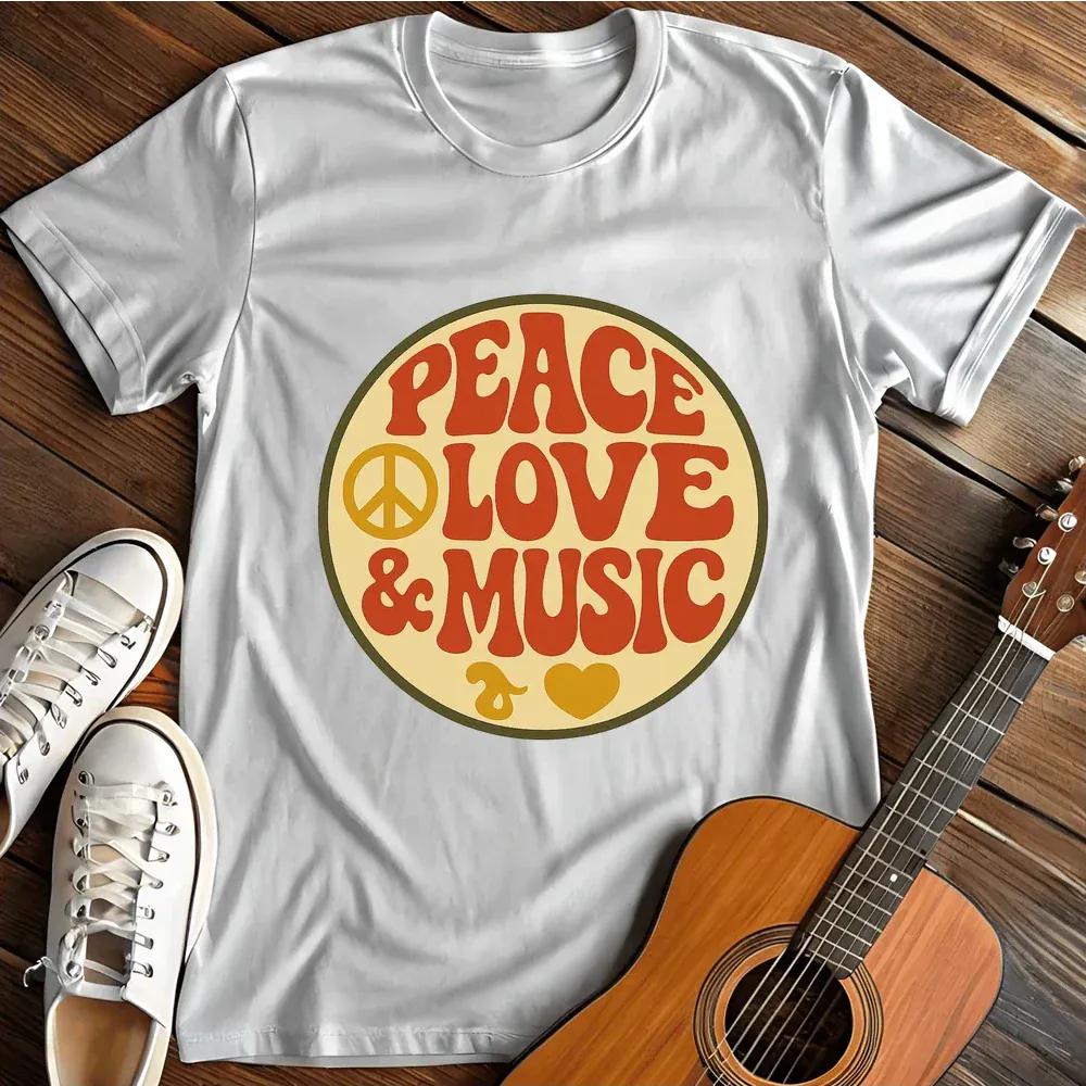 Printify T-Shirt White / S Peace Love Music T Shirt