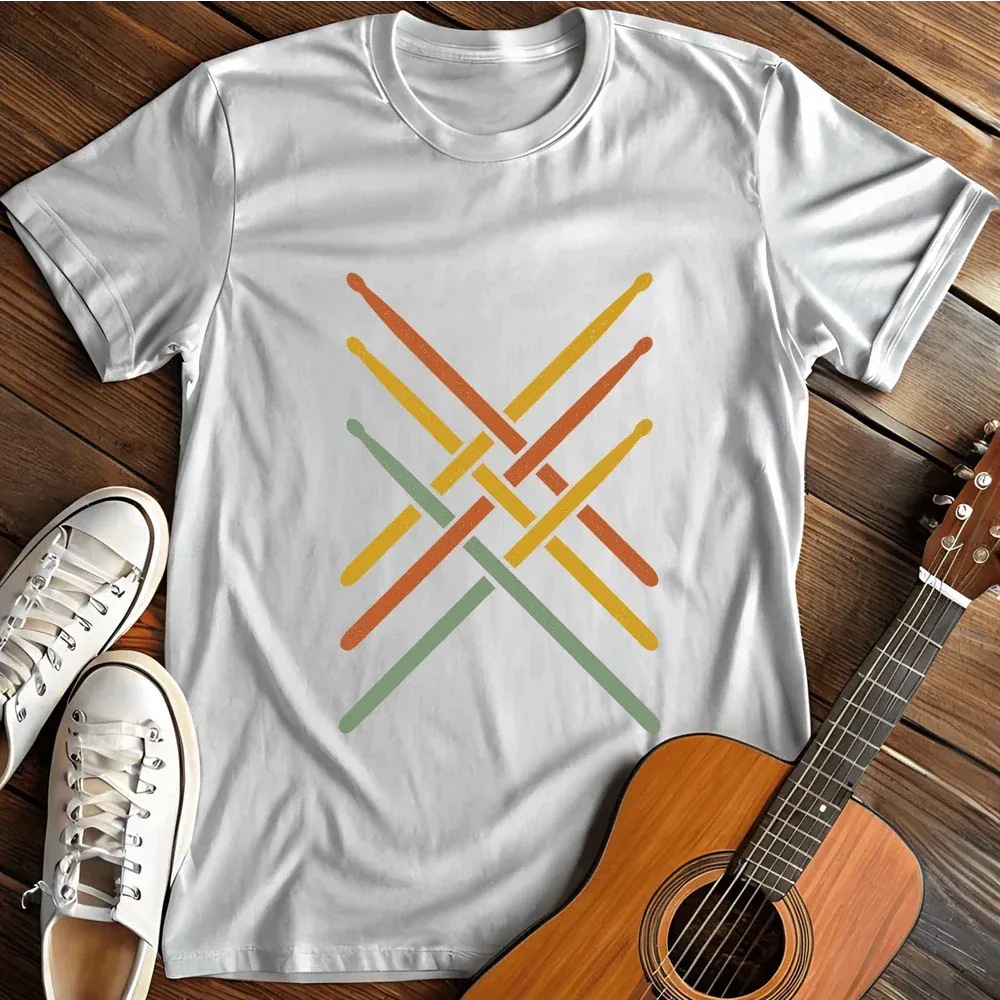 Printify T-Shirt White / S Retro Vintage Drummer 70s 80s Distressed Drum Sticks T Shirt