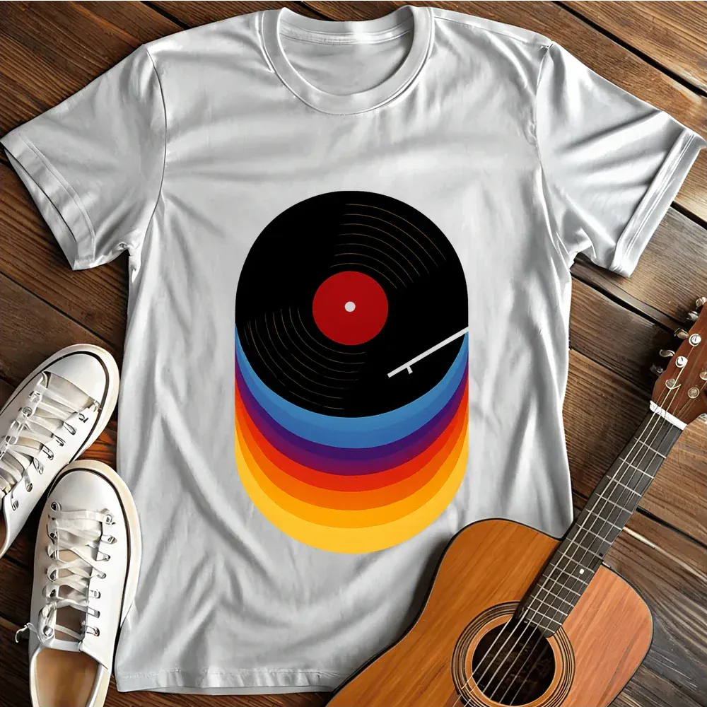 Printify T-Shirt White / S Retro Vinyl Rainbow Records T Shirt